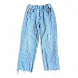 Zara Girls Distressed Mom Jeans Light Wash Blue Kids Size 13-14